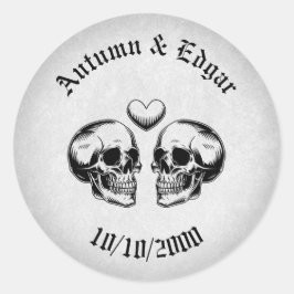 Skull Gothic Wedding Runder Aufkleber