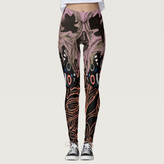 Skull Gothies Floral Romantic Skeleton Leg Leggings