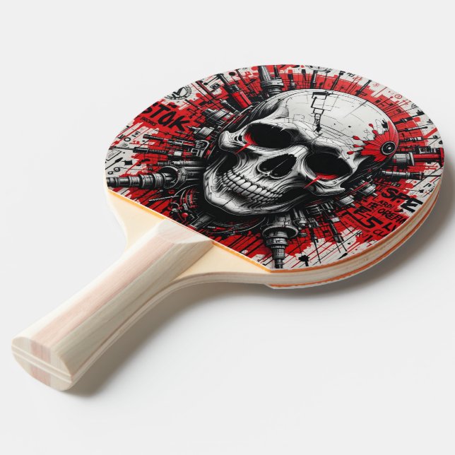 Skull Graffiti Ping Pong Paddle Tischtennis Schläger (Vorderseite)