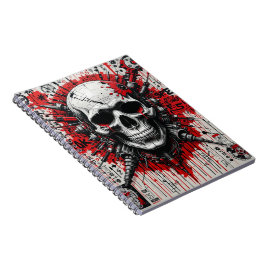 Skull Graffiti - Rot, Schwarz & Rewired | Spirale Notizblock