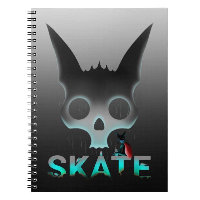 Skull Graffiti Skater Cat Notizblock (Vorderseite)