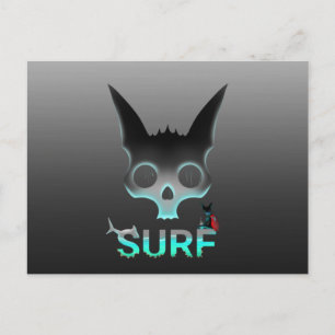 Skull Graffiti Surf Cat Postkarte