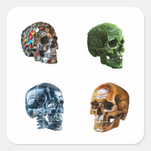 Skull Graphic Art Design 4 Pack Quadratischer Aufkleber