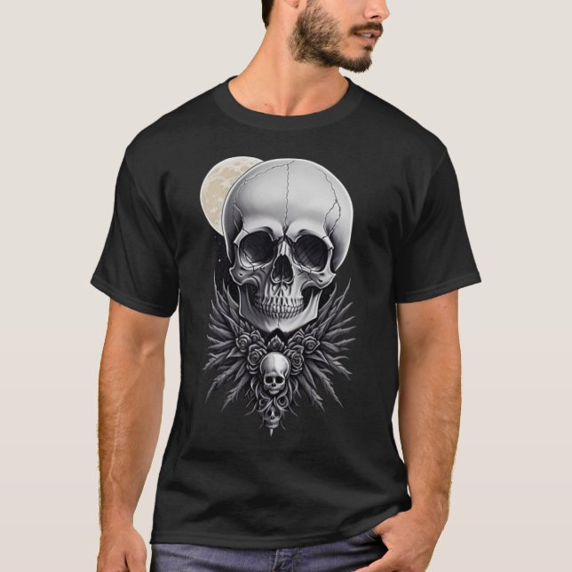 Skull-graues Gothic-Hemd T-Shirt (Vorderseite)