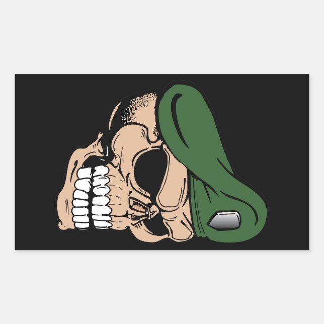 Skull Green Beret Rechteckiger Aufkleber (Vorderseite)
