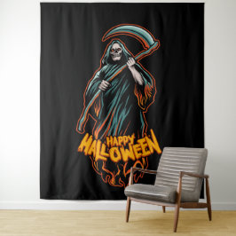 Skull Grim Sensenmann Halloween Background Wandteppich