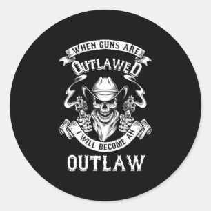 Skull Guns Outlaw Cowboy Western Shooting Geschenk Runder Aufkleber