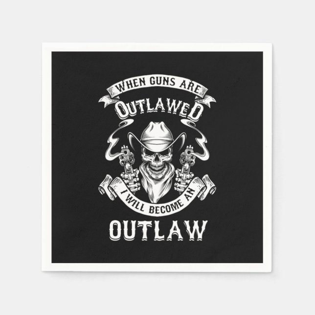 Skull Guns Outlaw Cowboy Western Shooting Geschenk Serviette (Vorderseite)