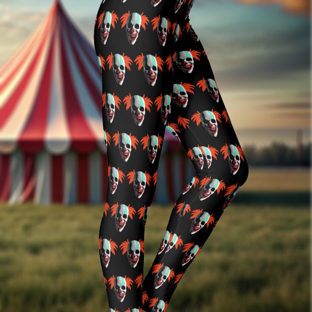 Skull Halloween Clownpattern Schwarze Leggings (Spooky clown pattern leggings for your Halloween shenanigans. You'll not see another pair of these! )