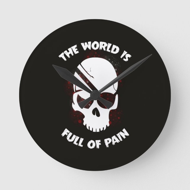 Skull Halloween Dark Black Beängstigend Runde Wanduhr (Vorderseite)