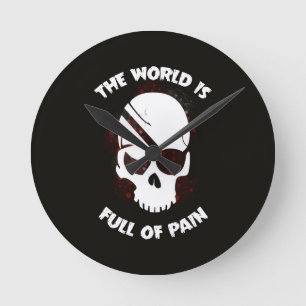 Skull Halloween Dark Black Beängstigend Runde Wanduhr