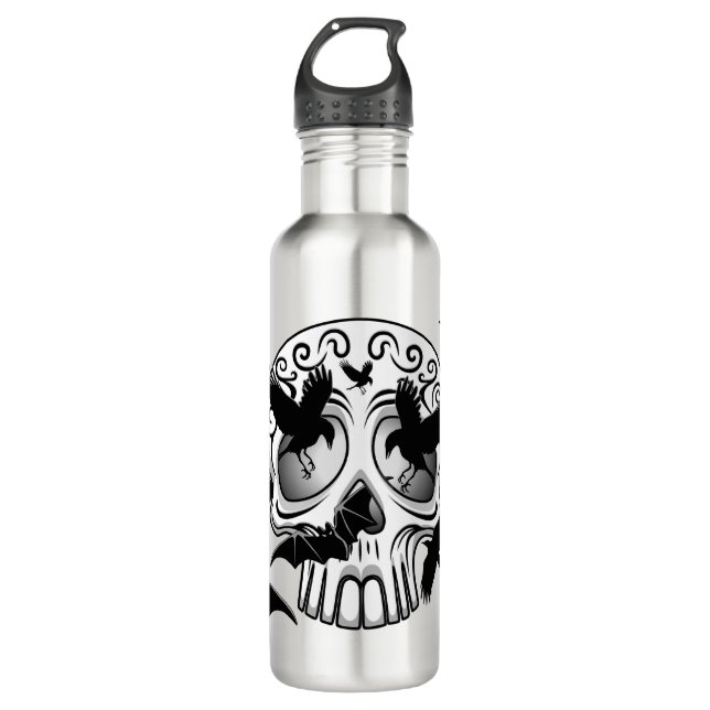 Skull Halloween Dekorative Calaveras Edelstahlflasche (Vorderseite)