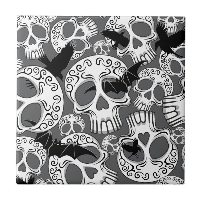 Skull Halloween Dekorative Calaveras Fliese (Vorderseite)