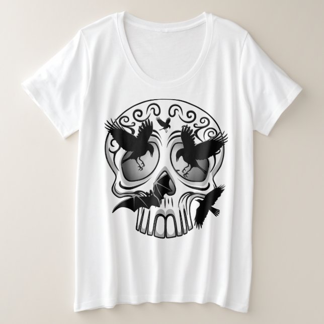 Skull Halloween Dekorative Calaveras Große Größe T-Shirt