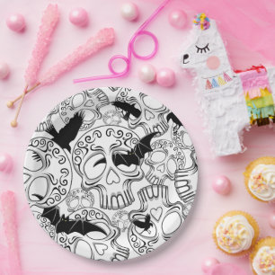 Skull Halloween Dekorative Calaveras Pappteller