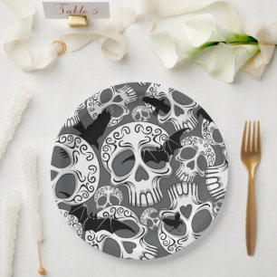 Skull Halloween Dekorative Calaveras Pappteller