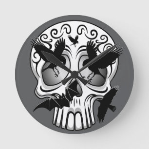 Skull Halloween Dekorative Calaveras Runde Wanduhr