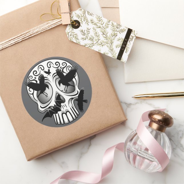 Skull Halloween Dekorative Calaveras Runder Aufkleber (Schenken)