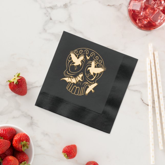 Skull Halloween Dekorative Calaveras Servietten Mit Folie (Insitu (Erdbeere))