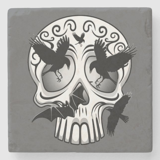 Skull Halloween Dekorative Calaveras Steinuntersetzer (Vorderseite)