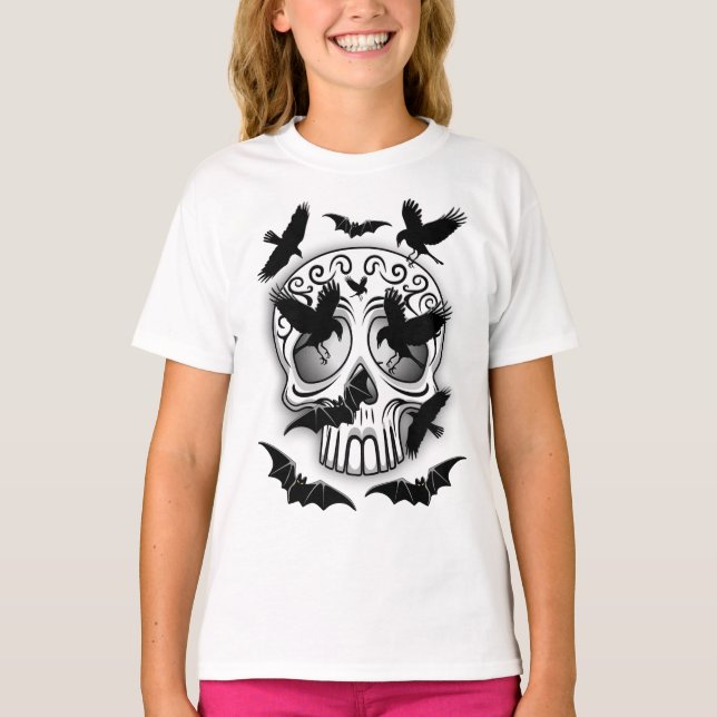 Skull Halloween Dekorative Calaveras T-Shirt (Vorderseite)