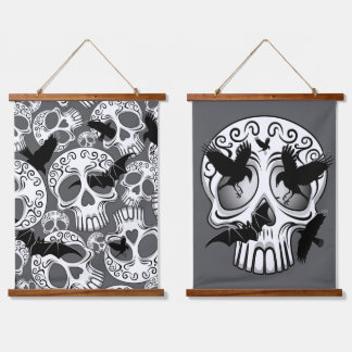 Skull Halloween Dekorative Calaveras Wandteppich Mit Holzrahmen