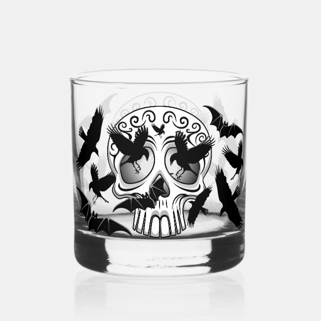Skull Halloween Dekorative Calaveras Whiskyglas (Vorderseite)