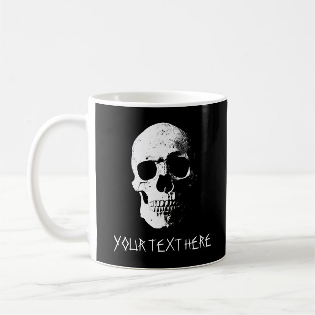 Skull-Halloween für benutzerdefinierbare Text&Desi Kaffeetasse (Links)