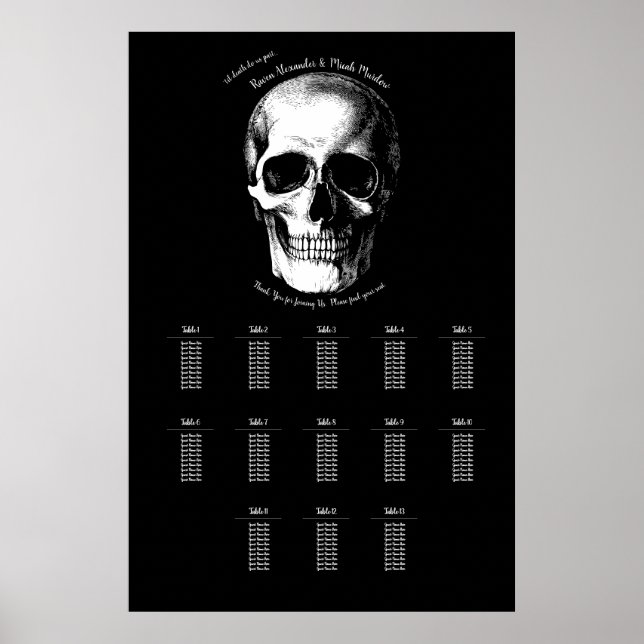 Skull Halloween Gothic Hochzeitsstift Poster (Vorne)