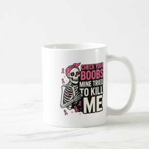 Skull Halloween Karo Ihre Brust Krebs Aw Kaffeetasse