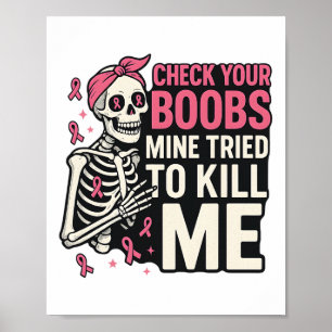 Skull Halloween Karo Ihre Brust Krebs Aw Poster