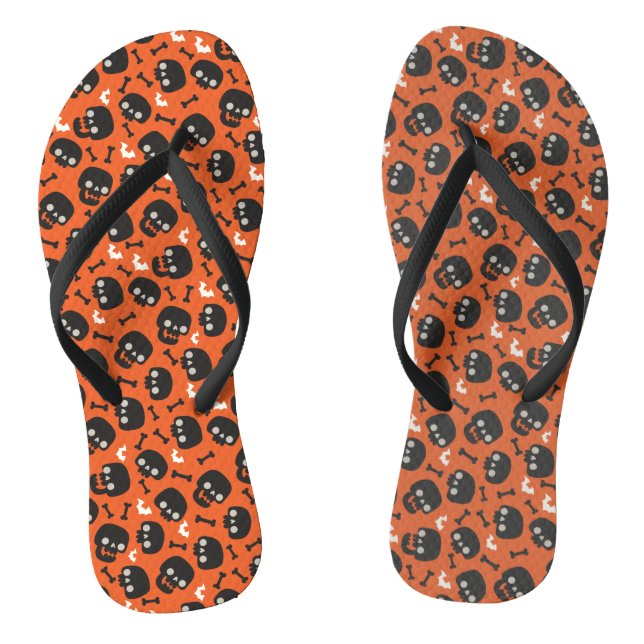 Skull Halloween Nahtloses Muster Flip Flops (Fußbett)