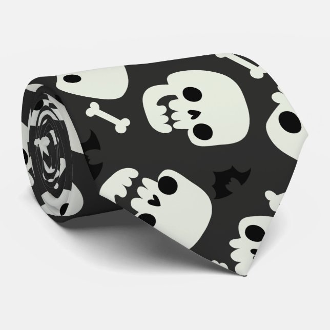 Skull Halloween Nahtloses Muster Krawatte (Gerollt)