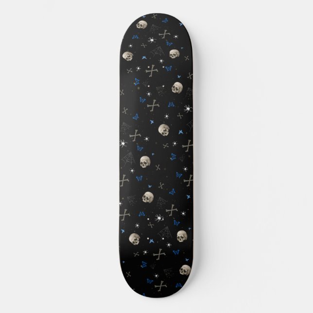 Skull Halloween Nahtloses Muster Skateboard (Vorderseite)
