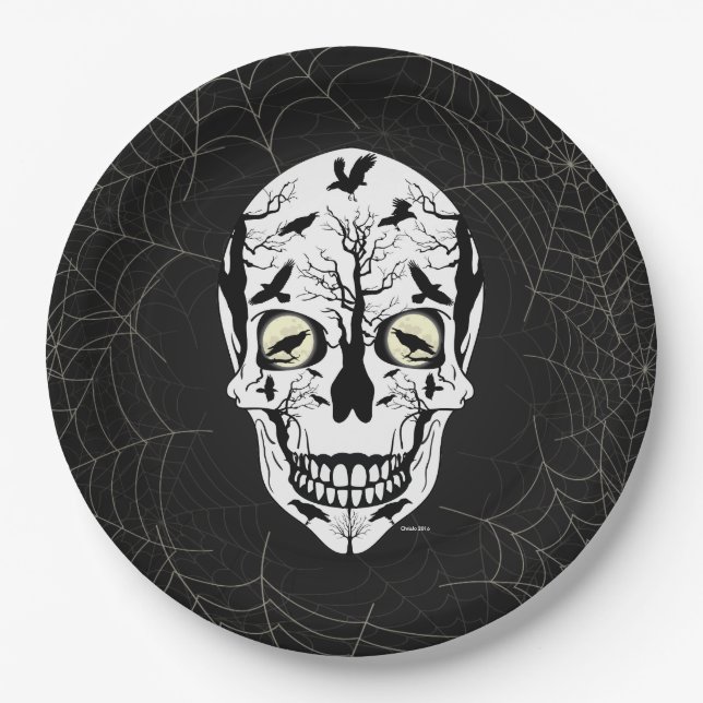 Skull Halloween Paper Teller - Raven Skeleton (Vorderseite)