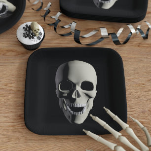 Skull Halloween-Party Black Square Paper Teller