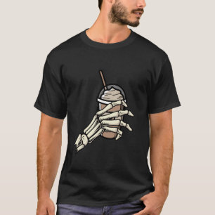 Skull Hand trinken Eiskaffee Geist Funny Hallow T-Shirt