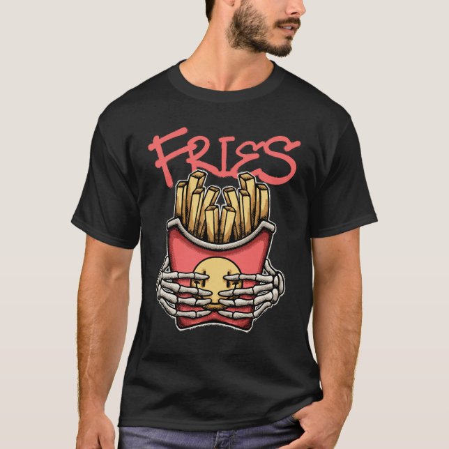 Skull Hands Grasping French Fries streetwear  T-Shirt (Vorderseite)