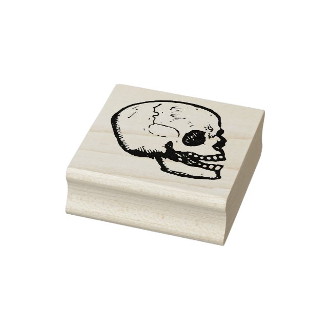 Skull Happy Halloween Horror Spooky Black Gummistempel (Stempel)