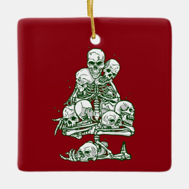 skull hässlichen Weihnachtsbaum Skelett gotisch Keramikornament (Vorderseite)