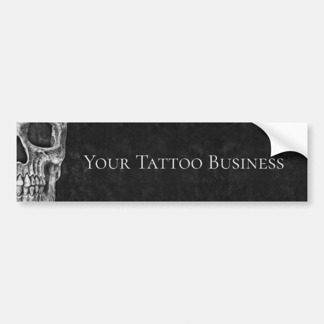 Skull Head Gothic Black and White Tattoo Shop Autoaufkleber (Vorne)