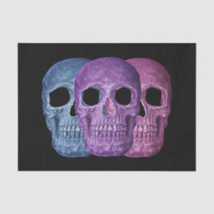 Skull Head Gothic Dark Blue Pink Lila Black Cool Seidenpapier