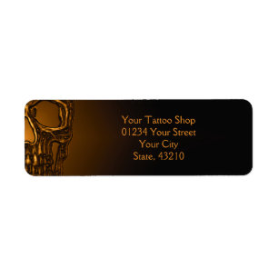 Skull Head Gothic Gold Metallic Tattoo Shop