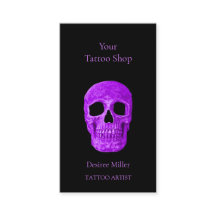Skull Head Gothic Neon Lila Black Tattoo Shop