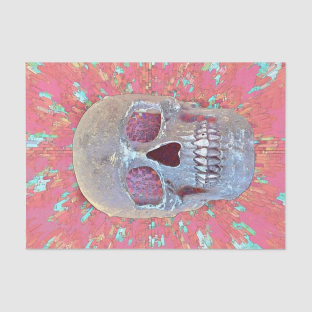 Skull Head Gothic Pop Art Rosa Abstrakt Moderne Seidenpapier (Vorderseite)
