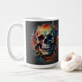Skull Head mit mehrfarbigen Paint Splashes Kaffeetasse