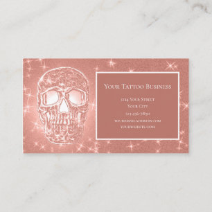 Skull Head Rose Gold Elegante Gotische Girly Glitz Visitenkarte