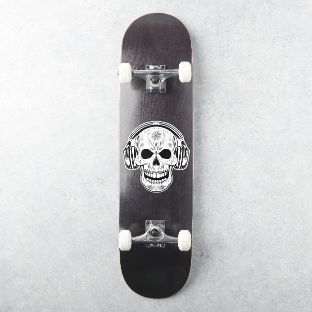 Skull-Headphone-Musik Aufkleber (Skateboard)