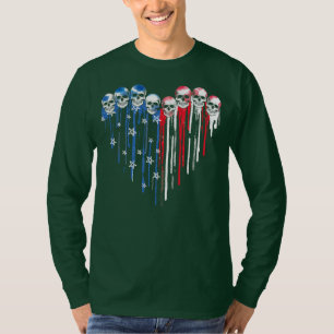 Skull Heart Dripping American Flag 4th Of July T-Shirt