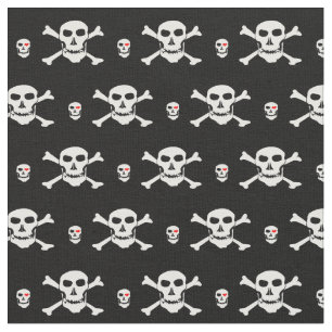 Skull & Heart mode Fabric - Piraten / Halloween Stoff